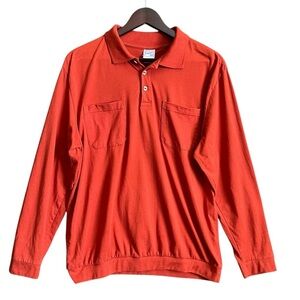 Haband Casual Joe Burnt Orange Long Sleeve Polo Shirt